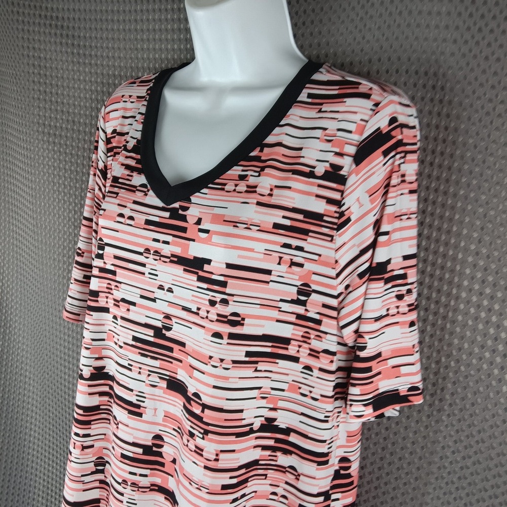 Christopher & Banks Women's L V-Neck Tunic Top Abstract Print Short Sleeve